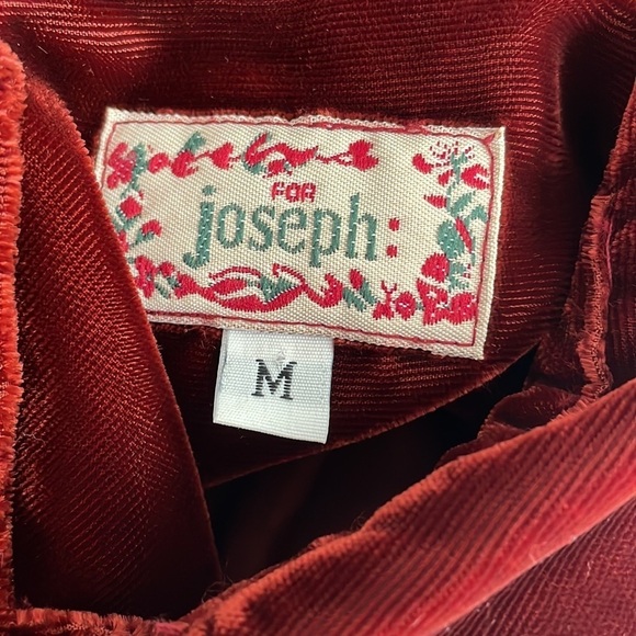 For Joseph Vintage Women’s Burgundy Crushed Velvet Skirt Set Size M - Picture 7 of 9